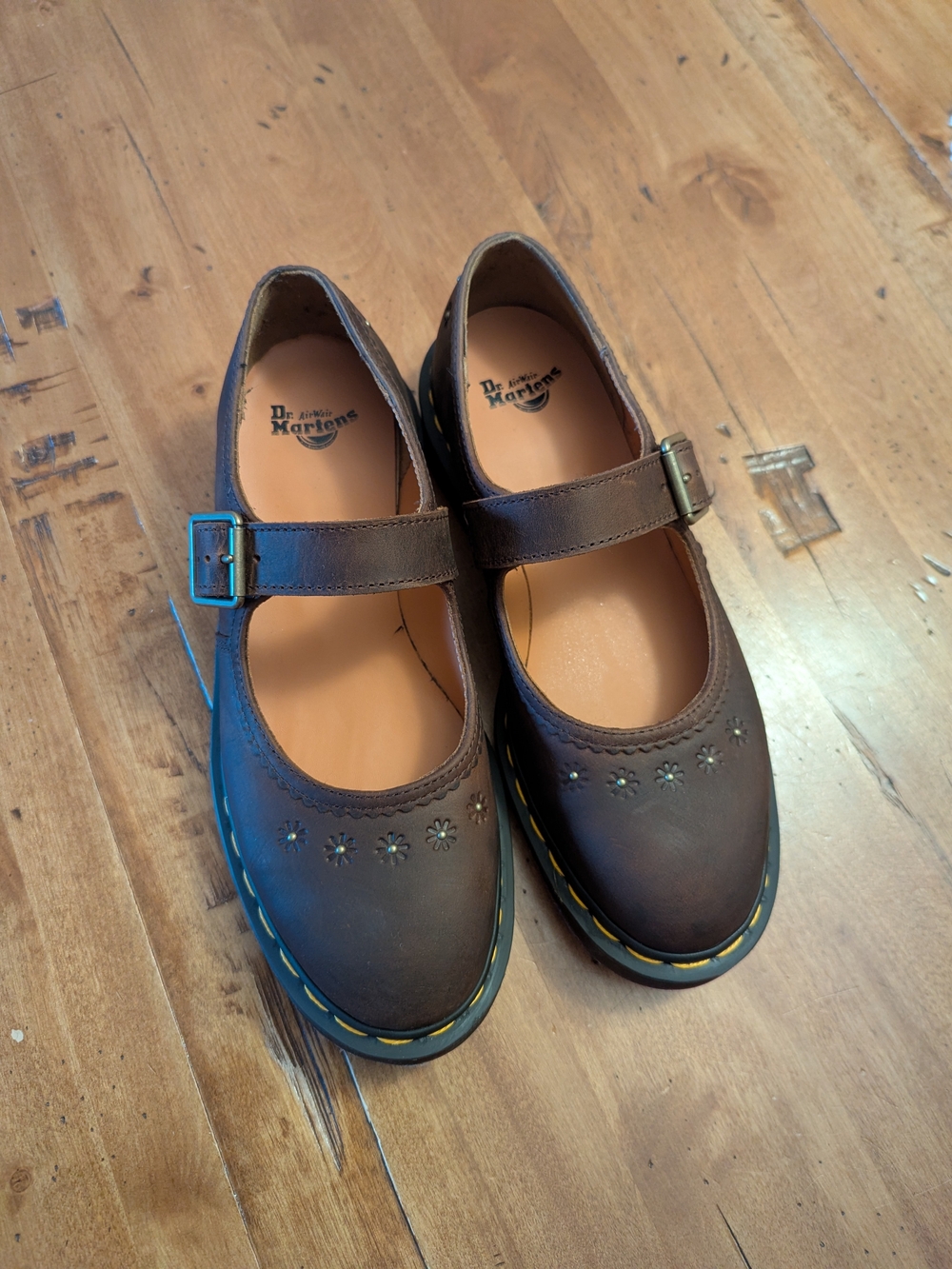 Dr. Martens × Mary Jane Flower Crazy Horse leather shoes